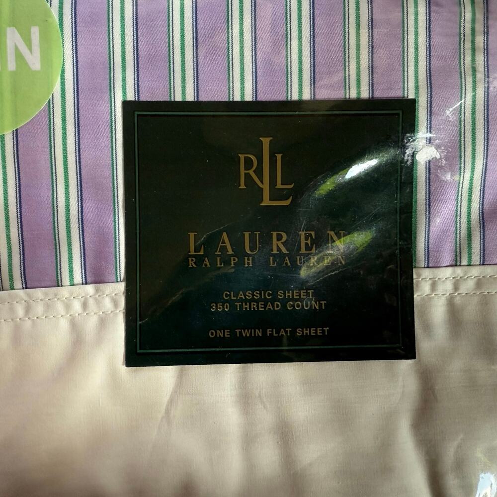 RALPH LAUREN Watermill Lavender Stripe TWIN FLAT SHEET NEW